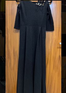 sparkly Chic Black Cold Shoulder Dress