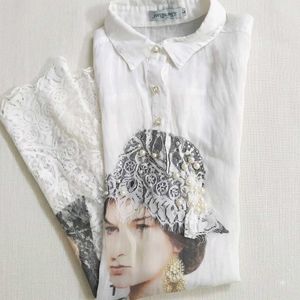 Vintage Lace & Portrait Blouse