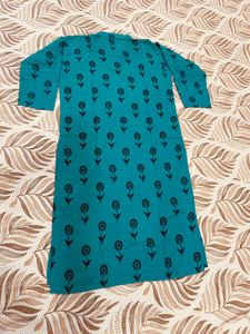Teal Floral Print Kurta