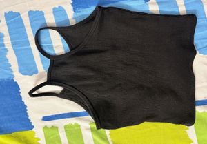 Black Ribbed Racerback Tank Top