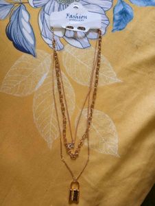 Layered Lock Pendant Necklace