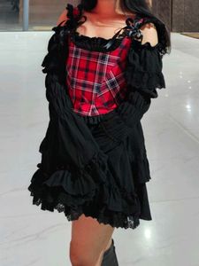 Red Plaid Corset Top