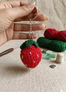 Handmade Crochet Strawberry Keychain