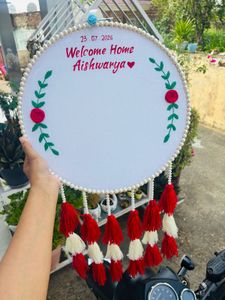 bride welcome handprint hoop