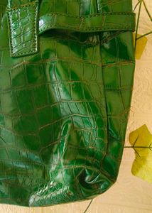 Chic Green Croc Embossed Tote Bag