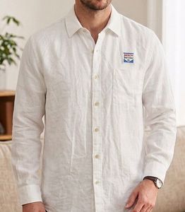 Men's White Linen Blend Shirt