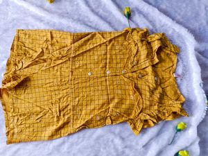 Girls Mustard Yellow Checked Jumpsuit | 6-8 Years