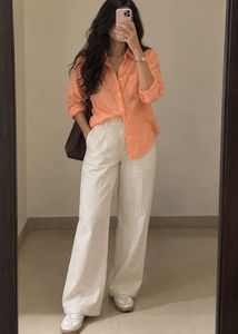 Old Navy Oversized Peach Linen Shirt