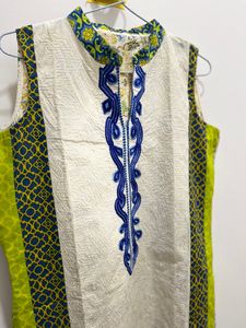 Green &amp; Off White Kurti