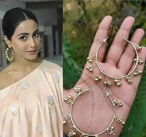Hina Khan Inspired Silver Hoops