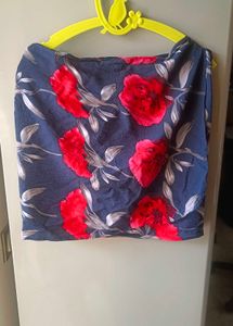Navy Blue Floral Print Blouse