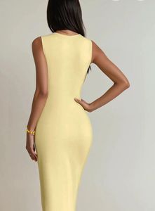 Elegant Yellow Ruched Midi Dress