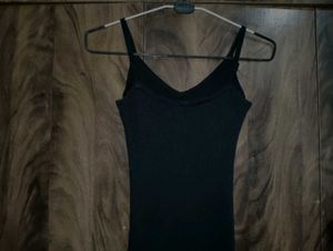 Sleek Black Ribbed mid dress
