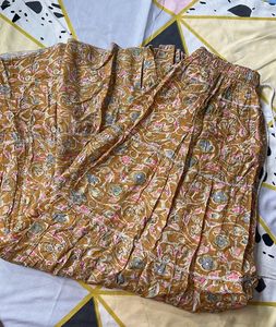 Tiered Brown Print Skirt