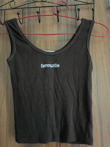Brown Ribbed "Favourite" Tank Top