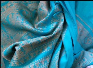 Blue pure silk baluchari inspired saree