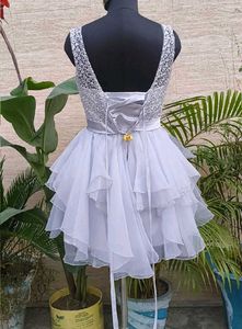 Chic Light Grey Ruffled Dress