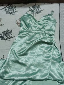 Satin Green Dress