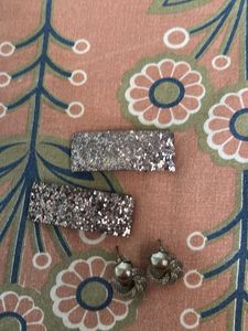 Sparkling Glitter Hair Clips & Earrings Set