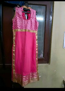 Pink Party wear Suit Set with dupatta in L 40