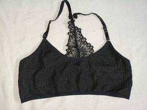 Black Lace Trim Sports Bra