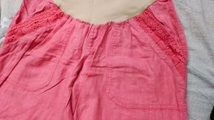 Pink Maternity Linen Blend Shorts