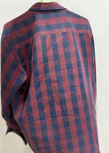 Men's Red and Navy Blue Checkered Shirt