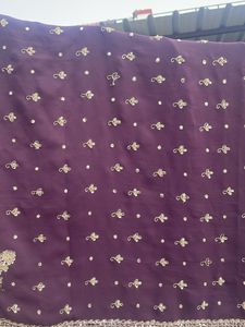 Purple &amp; Gold Embroidered Fabric