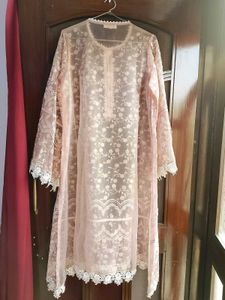 Organza Lace Kurta with Floral Embroidery