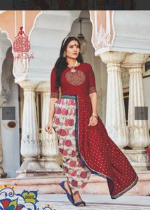 Kajal Maroon Dhoti Style Kurti/ Dres