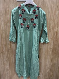Embroidered Mint Green Kurta