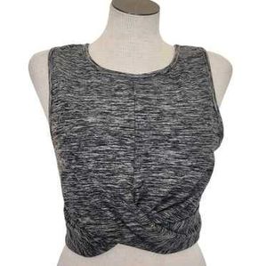 Gray Twist Front Sleeveless Crop Top