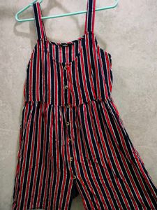 Striped Button-Front Jumpsuit