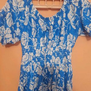 Blue Floral Smocked Top