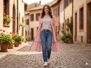 Striped Tiered Midi Dress