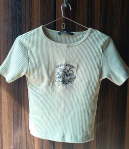 Cute Ribbed Green T-Shirt