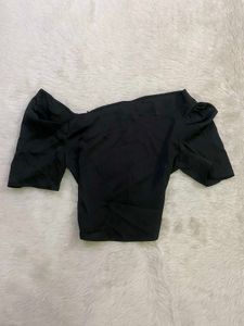 Chic Black Off-Shoulder Puff Sleeve Top