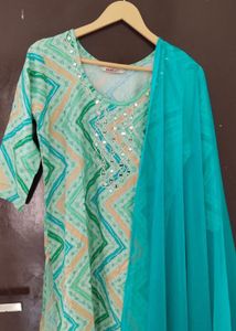 Light Green ZigZag Print Kurta Set