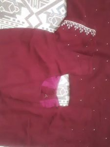 Maroon Saree with Embellished Border
