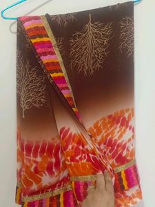 Vibrant Tie-Dye Print saree with stitched blouse