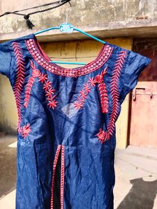 Blue Embroidered Kurta/Kurti
