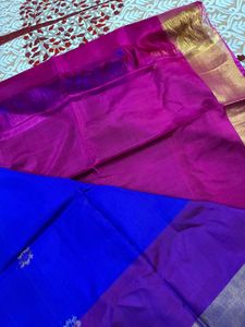 Vibrant Blue &amp; Purple Silk Saree