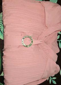 Elegant Pink Pleated Blouse