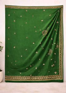 Green Embellished Fabric
