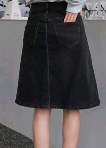 Black Denim Midi Skirt
