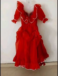 Vibrant Red Ruffled Gown