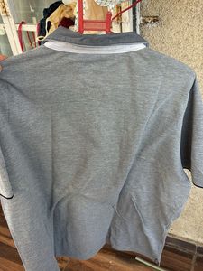 Men's Grey Zip Polo Shirt