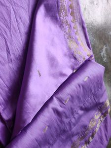 Elegant Lavender Saree with Gold Border