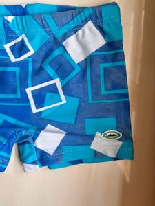 Boys Blue Geometric Swim Trunks