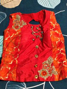 Embellished Red & Orange Ethnic Blouse